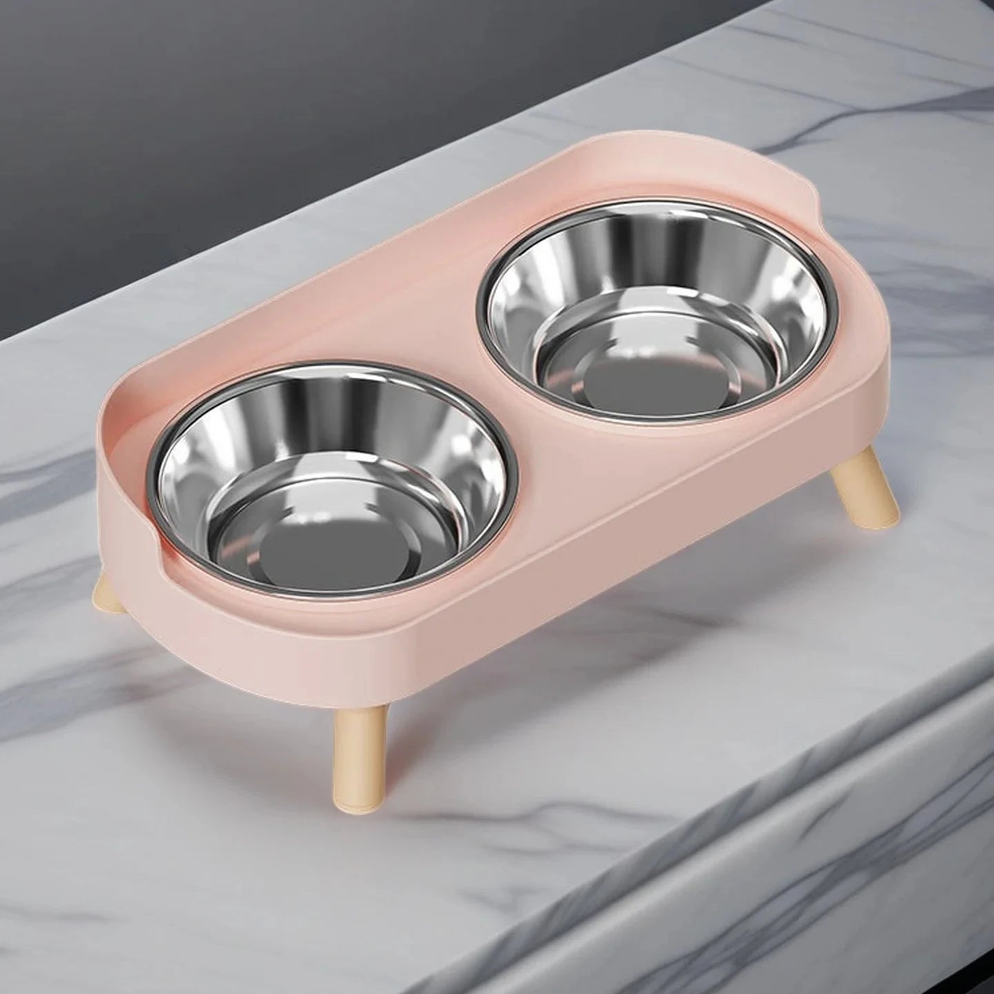 Elevated Cat & Dog Bowls — Colorful Raised Double Stainless Steel Feeder