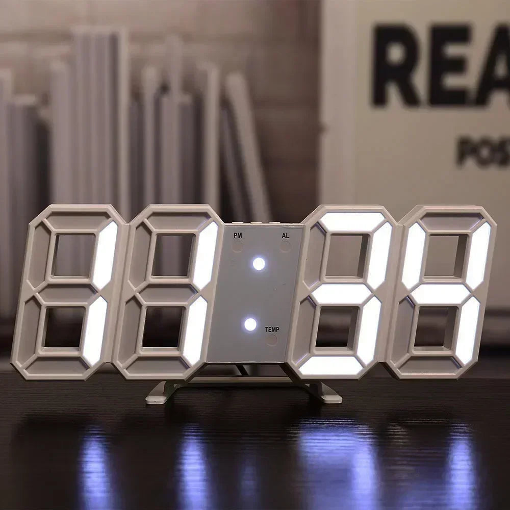 3D LED Digital Wall Clock — Large Display with Alarm & Adjustable Brightness