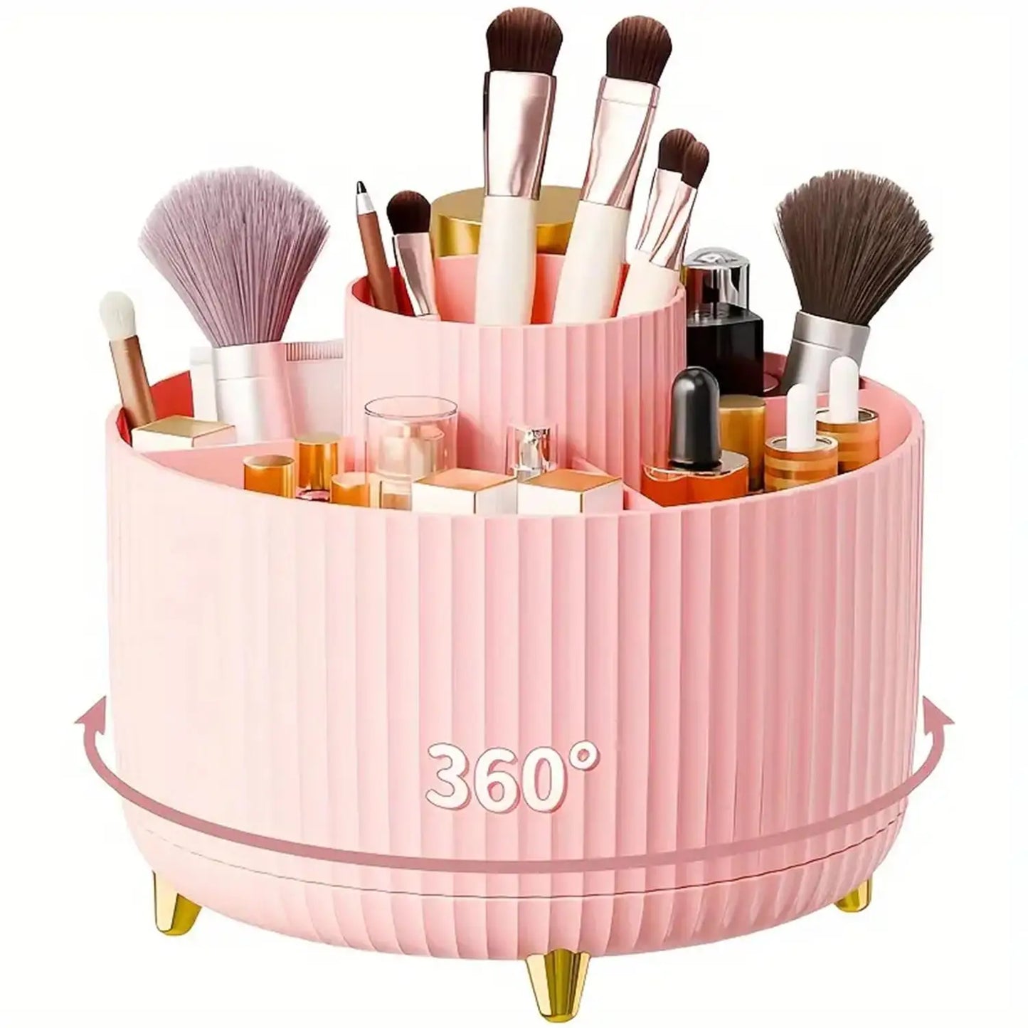 360° Rotating Makeup Organizer – Aesthetic Vanity & Desk Storage