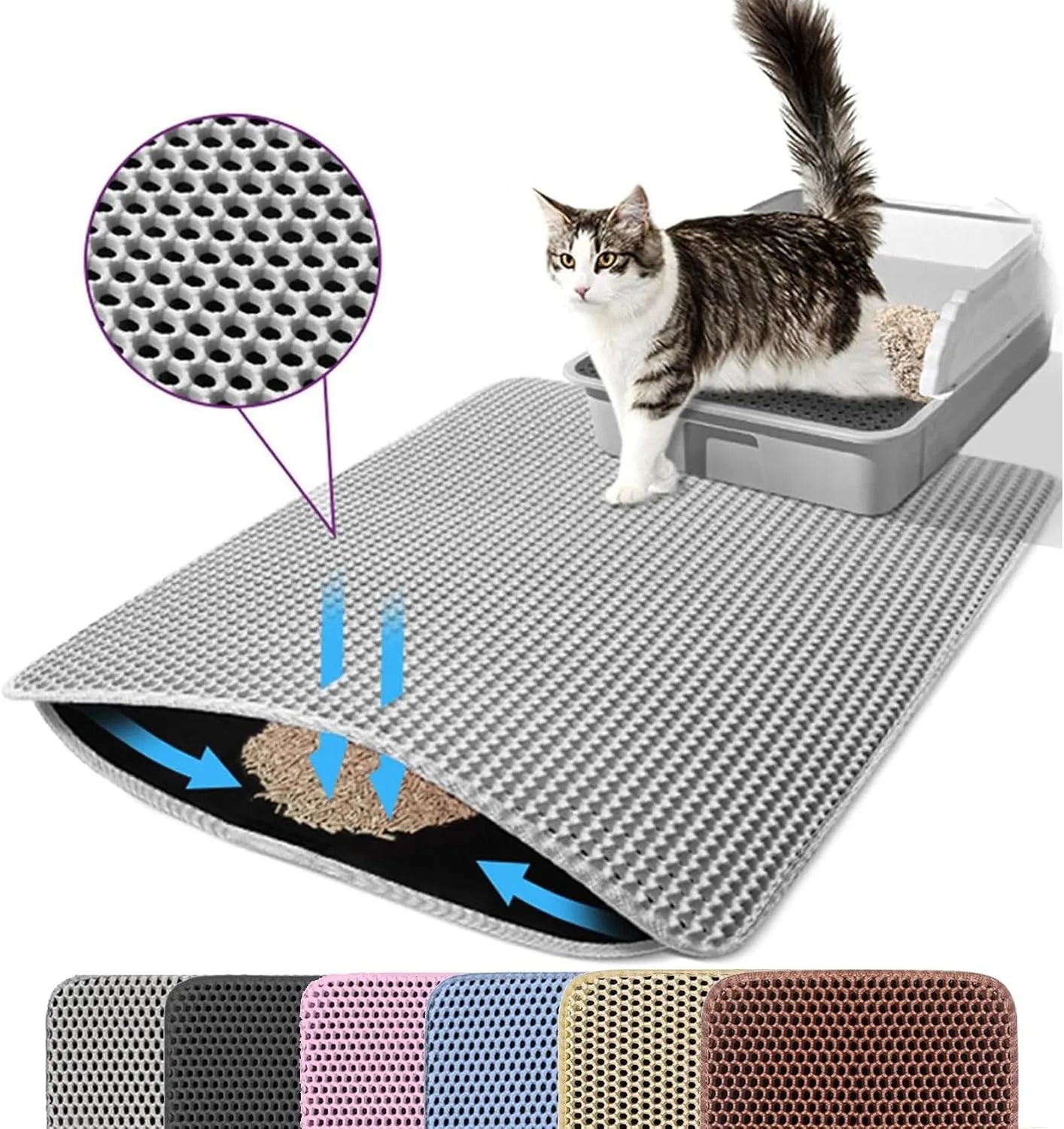 Cat Litter Mat Double Layer — Waterproof Non-Slip Pet Litter Box Mat