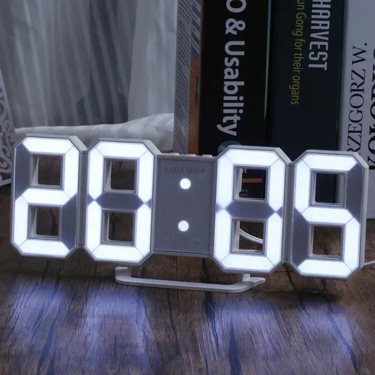 3D LED Digital Wall Clock — Large Display with Alarm & Adjustable Brightness