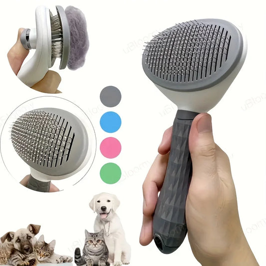 Pet Hair Removal Brush — One-Click Self-Cleaning Comb for Dogs & Cats