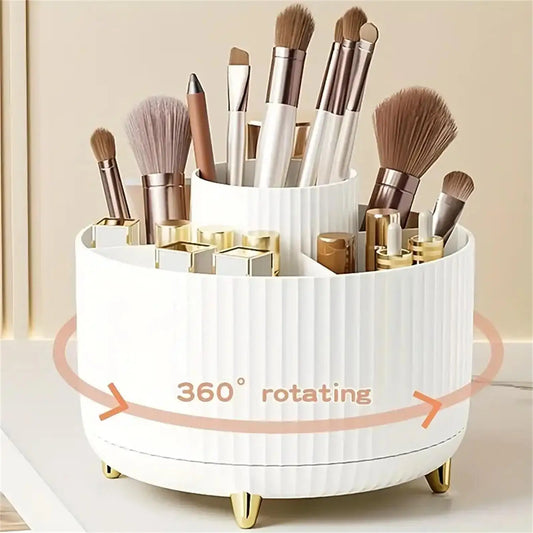 360° Rotating Makeup Organizer – Aesthetic Vanity & Desk Storage