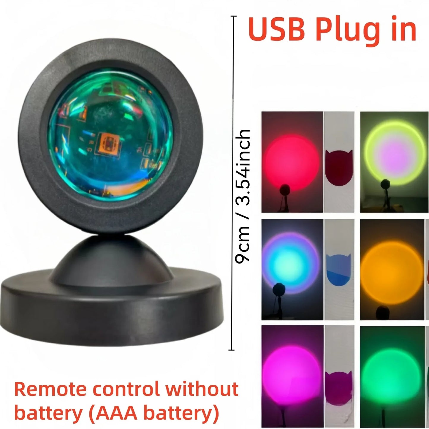Sunset Projection Lamp — 16 Colors RGB, USB Remote Control | As Seen On TikTok