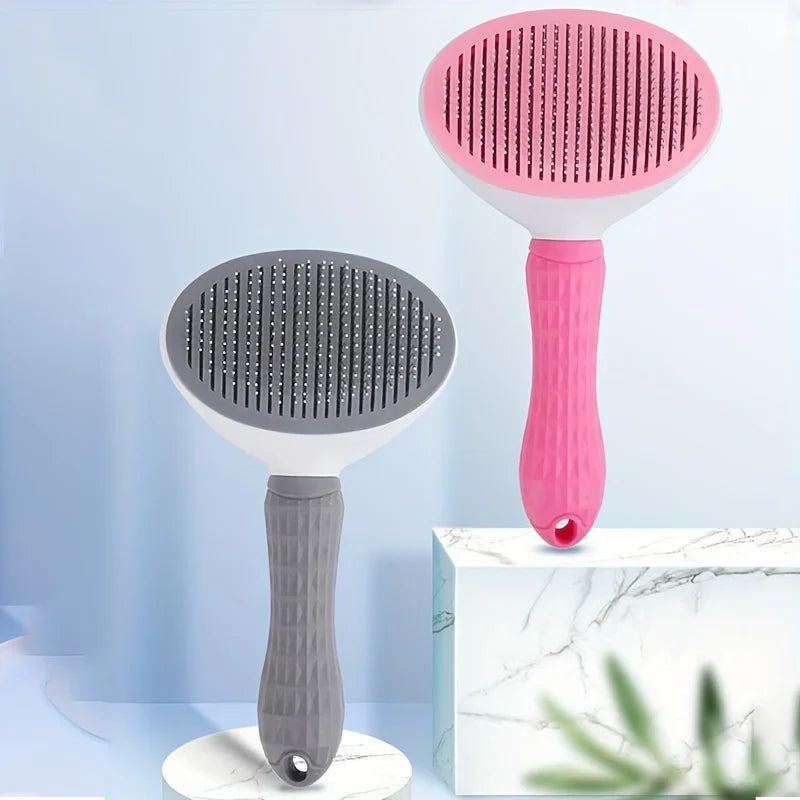 Pet Hair Removal Brush — One-Click Self-Cleaning Comb for Dogs & Cats