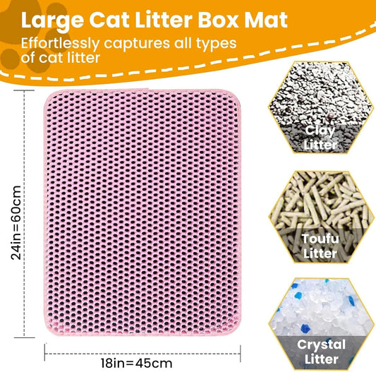 Cat Litter Mat Double Layer — Waterproof Non-Slip Pet Litter Box Mat