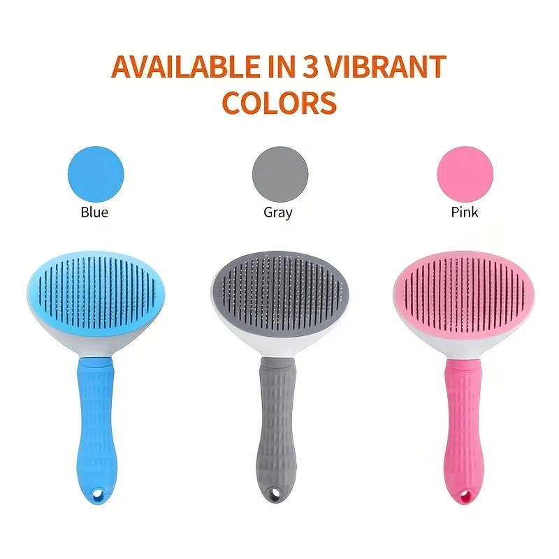 Pet Hair Removal Brush — One-Click Self-Cleaning Comb for Dogs & Cats