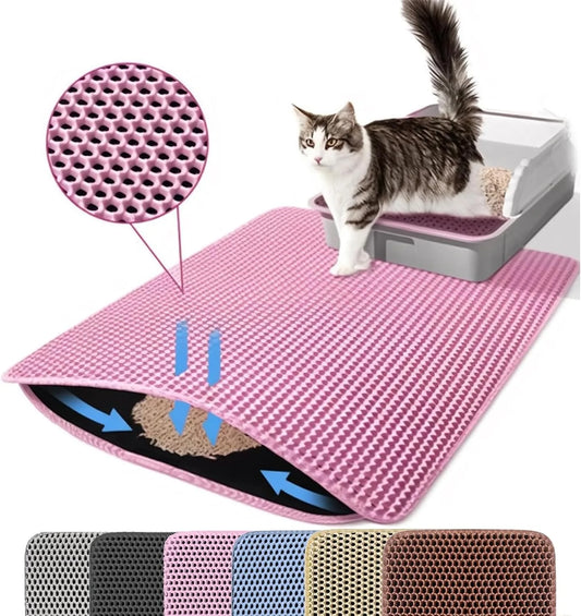 Cat Litter Mat Double Layer — Waterproof Non-Slip Pet Litter Box Mat