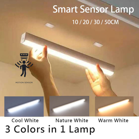 Wireless Motion Sensor LED Bar Light — 3 Colors, Rechargeable