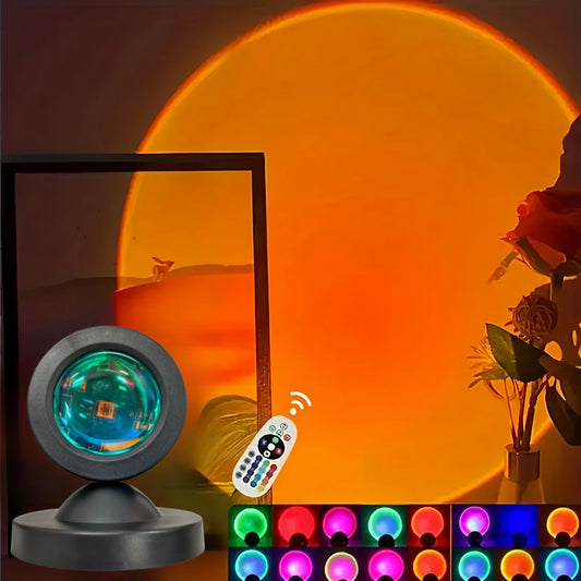 Sunset Projection Lamp — 16 Colors RGB, USB Remote Control | As Seen On TikTok