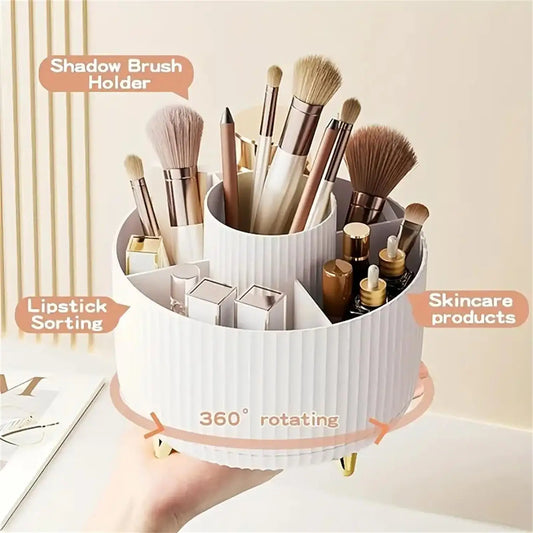 360° Rotating Makeup Organizer – Aesthetic Vanity & Desk Storage